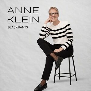 Anne Klein Slip On Pants/Black/Cropped/Faux Pockets/Size 10